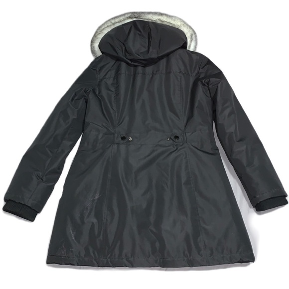 HFX L Puffer Jacket Parka Faux Fur Brim Hood Insulated Black Very Warm - Picture 5 of 9